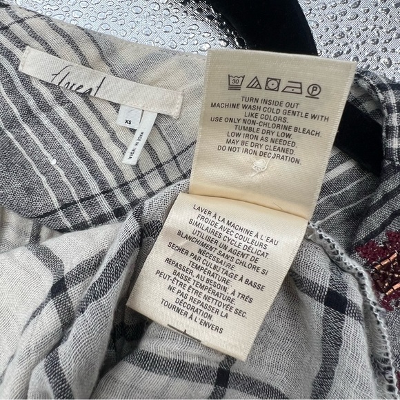 Anthropologie Floreat Plaid Floral Embroidered Flannel Tunic Blouse Shirt XS - Picture 13 of 13